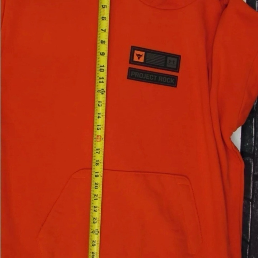New Under Armour Project Rock Veterans Day Heavyweight Hoodie Orange Men's XL - Picture 8 of 9